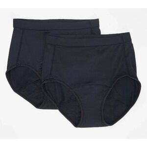 Breezies Leak Proof Set of 2 Full Brief Panty  MEDIUM BLACK